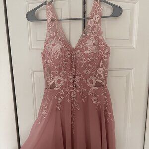 Light Pink Lacy Homecoming dress